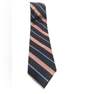 Ted Baker London Mens Silk Necktie Navy w/ Orange Stripe Weave Woven Tie